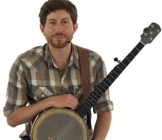 Brad Kolodner holding the banjo